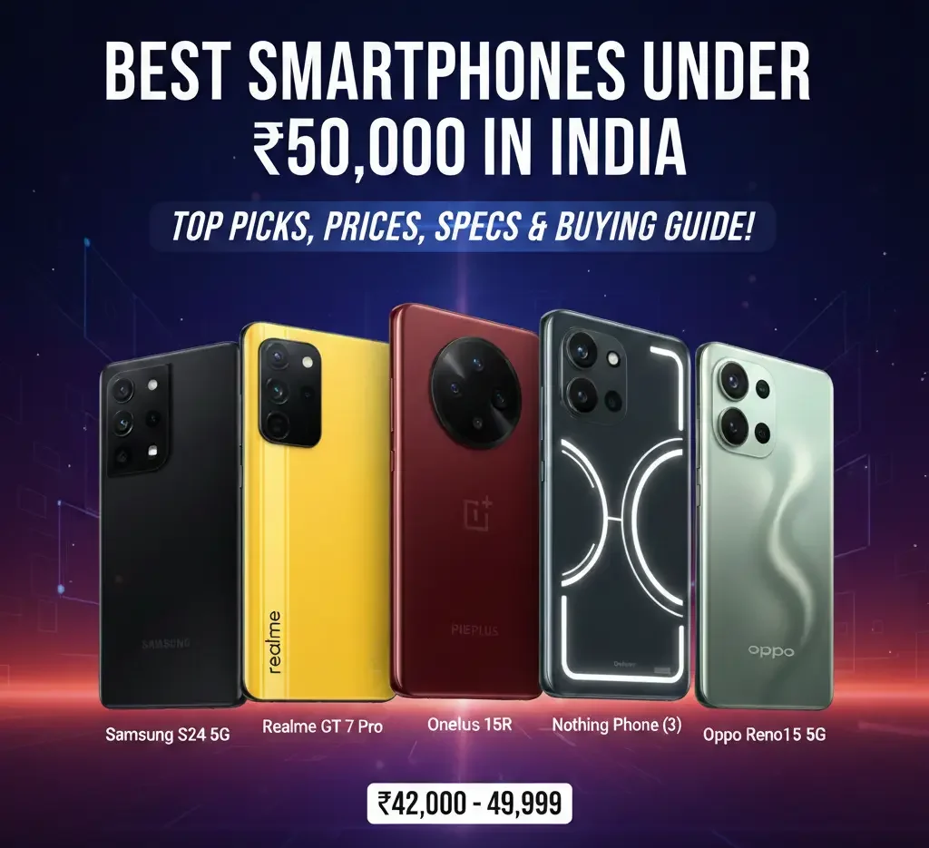 Best smartphones under 50000 in India 2026 showcasing OnePlus Samsung and Realme flagships