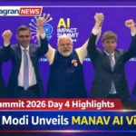 PM Narendra Modi unveiling the MANAV AI Vision at the India AI Impact Summit 2026 Day 4