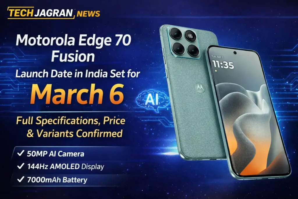 otorola Edge 70 Fusion in Pantone Blue Surf featuring a 1.5K quad-curved display and 50MP Sony LYT-710 camera