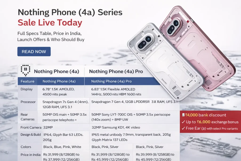 Nothing Phone (4a) Series Sale Live Today: Full Specs Table, Price in India, Launch Offers & Who Should Buy