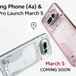 Nothing Phone 4a in Pink and White showing the new Glyph Bar and triple camera setup