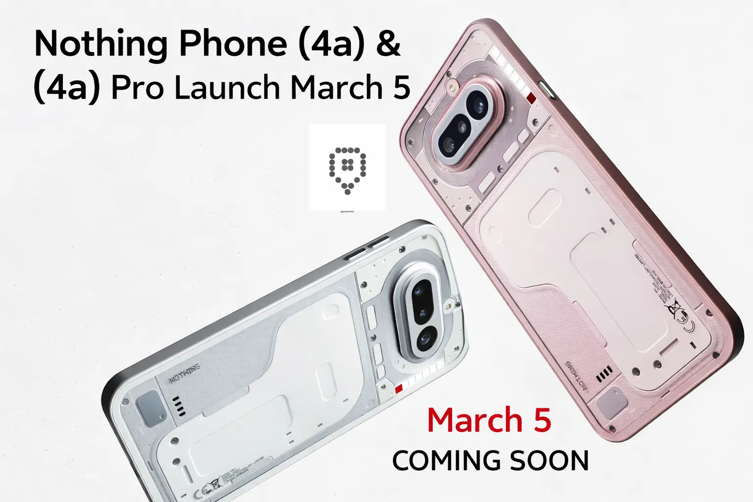 Nothing Phone 4a in Pink and White showing the new Glyph Bar and triple camera setup