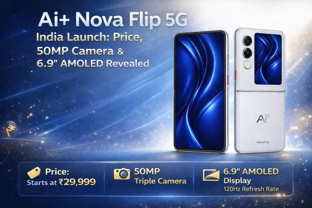 Ai+ Nova Flip 5G Glacier White Foldable Smartphone with 6.9-inch AMOLED Display