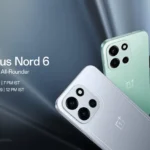OnePlus Nord 6 5G in Holographic Quick Silver and Fresh Mint showing its new squarish camera island and 165Hz ProXDR display