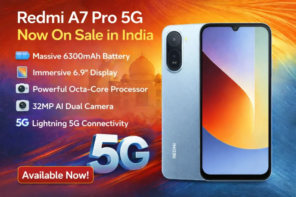 Redmi A7 Pro 5G in Mist Blue and Sunset Orange with 6.9-inch display