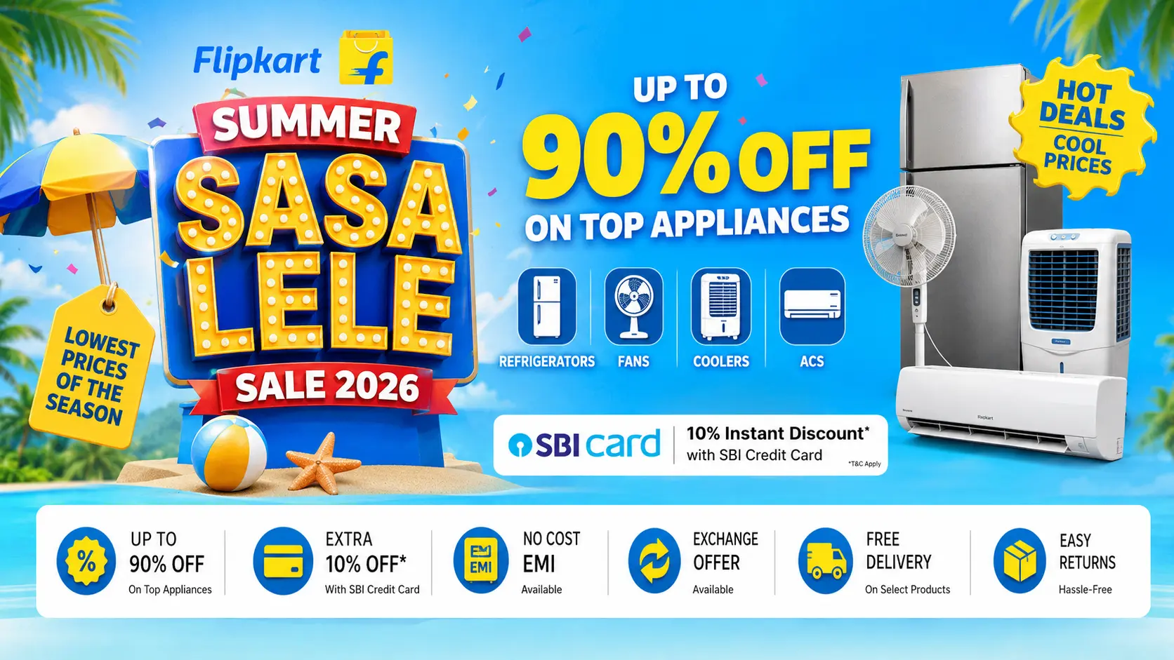 Flipkart SASA LELE Summer Sale 2026 deals on iPhone 17, ACs and Refrigerators with SBI offer