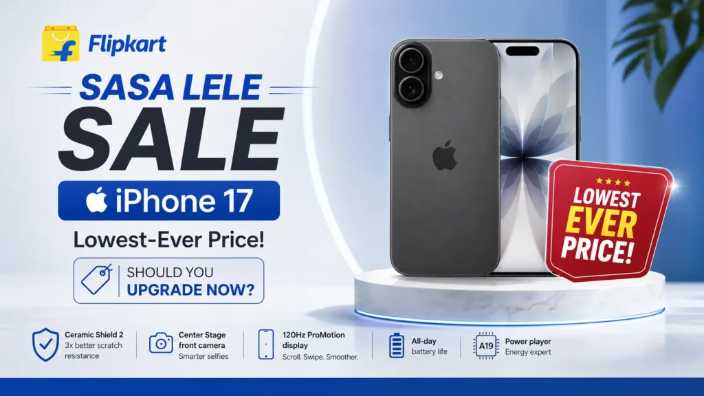 iPhone 17 in Mist Blue and Lavender lowest price on Flipkart Sasa Lele sale