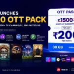 Jio 200 OTT Pass featuring 15 apps, 1000 TV channels, and 30GB data.