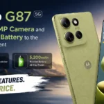 Moto G87 in Blue and Black finishes with 200MP camera and AMOLED display