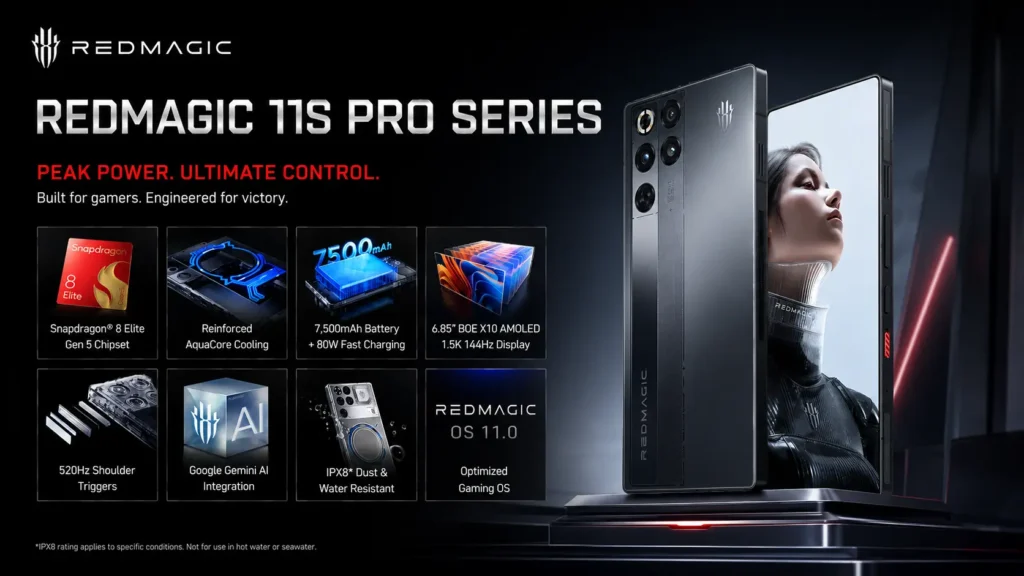 REDMAGIC 11S Pro and Pro+ gaming phones featuring a 144Hz OLED display and under-display camera