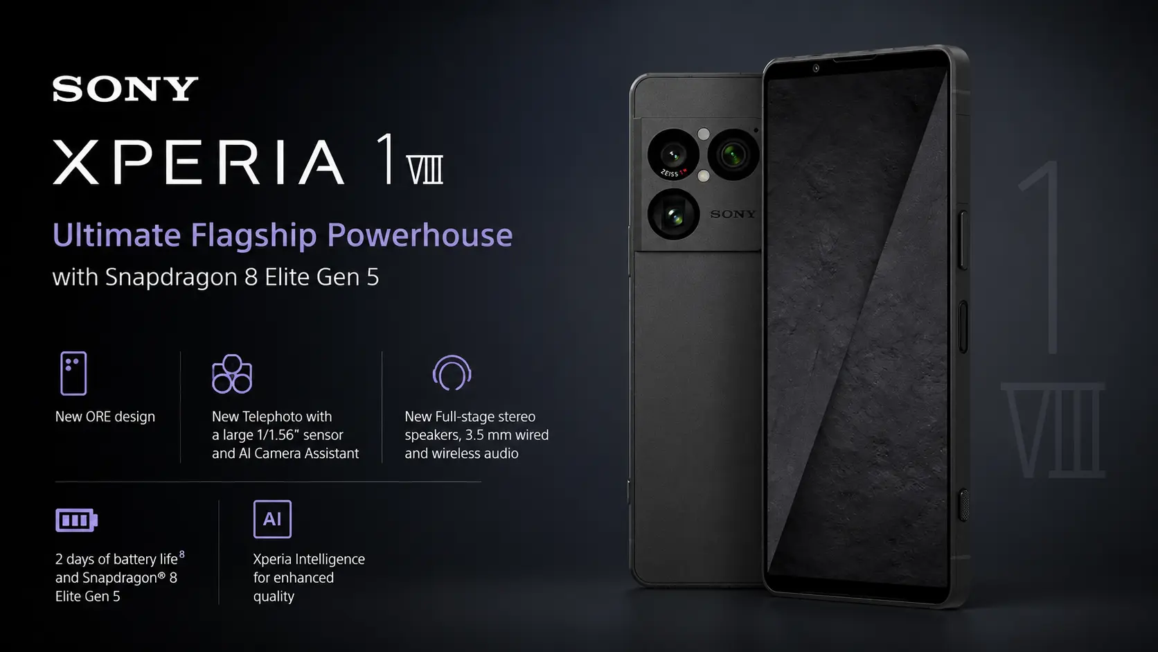 Sony Xperia 1 VIII in Garnet Red with triple 48MP cameras and Snapdragon 8 Elite Gen 5