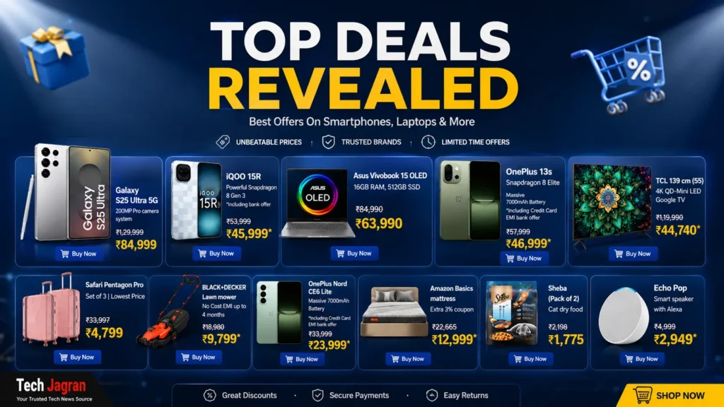 Amazon Prime Day 2026 India top deals on smartphones, laptops, and 4K smart TVs.