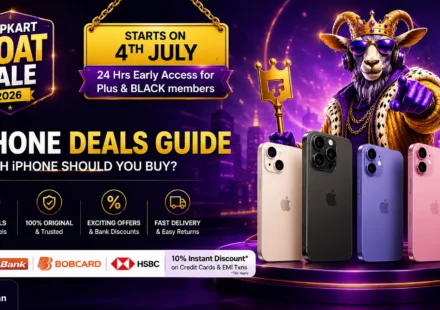 Best iPhone deals in Flipkart GOAT Sale 2026 showing expected massive price drops on iPhone 17 and iPhone 16.