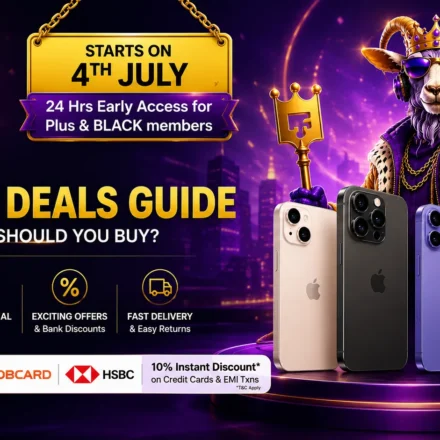 Best iPhone deals in Flipkart GOAT Sale 2026 showing expected massive price drops on iPhone 17 and iPhone 16.