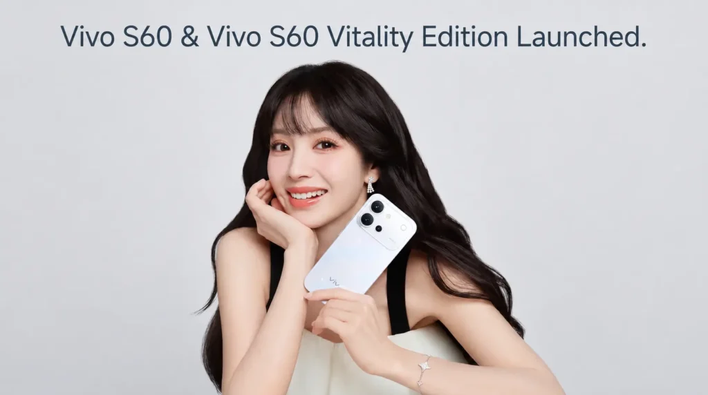 Vivo S60 and Vivo S60 Vitality Edition in Early Summer Green showcasing a 7,200mAh battery.