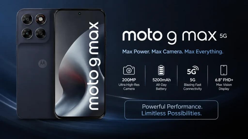 Moto G Max 5G with eco-leather back featuring a 200MP camera and AMOLED display.