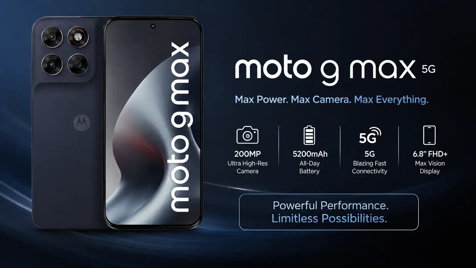 Moto G Max 5G with eco-leather back featuring a 200MP camera and AMOLED display.