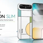 Tecno Camon Slim showing its ultra-thin 6.39mm profile and 144Hz AMOLED display.