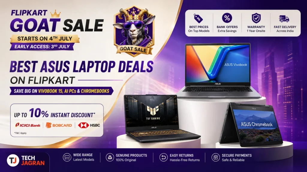 ASUS laptops on Flipkart including Vivobook 15 and AI PCs with massive sale discounts.