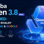 Alibaba Qwen 3 8 Max AI model announcement highlighting 2.4 trillion parameters and open-source capabilities.
