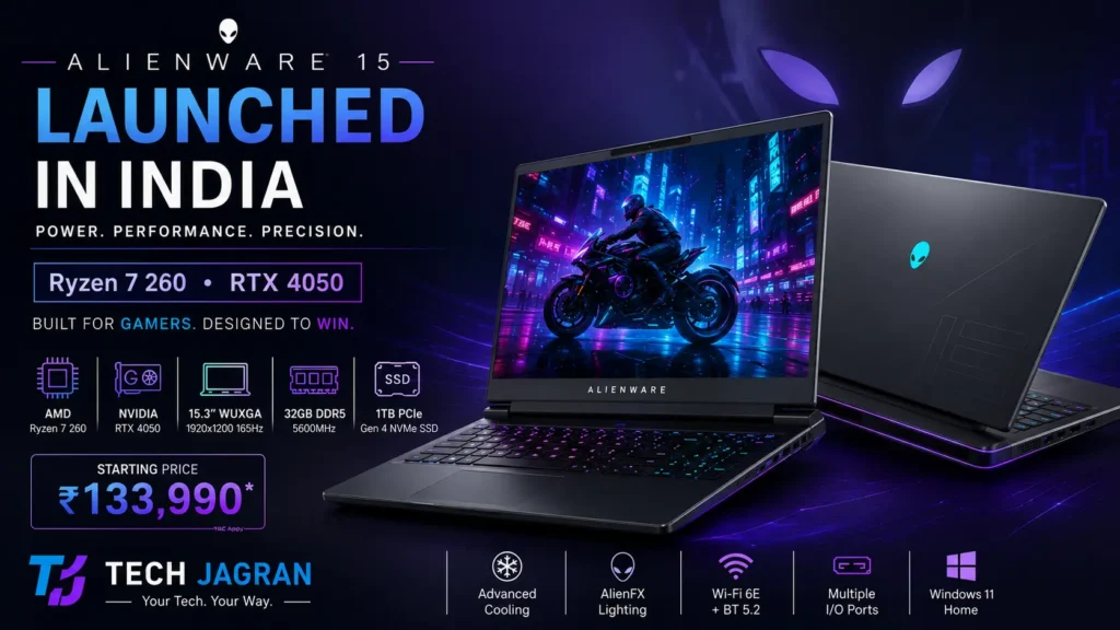 Alienware 15: Premium Gaming Experience Made More Affordable. Alienware 15 gaming laptop in Nova Black finish featuring 15.3-inch 165Hz display and Alienware Cryo-tech cooling.