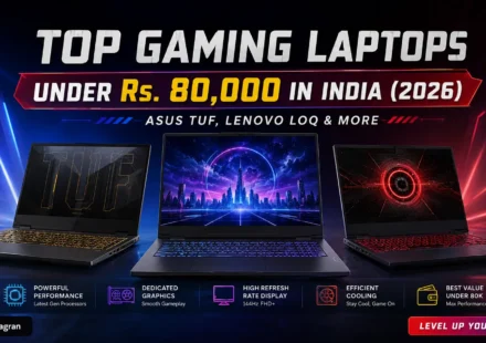 Best gaming laptops under 80000 in India featuring Asus TUF A15 and Lenovo LOQ models.