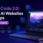 Canva Code 2.0 interface showing AI website creation via simple text prompts.