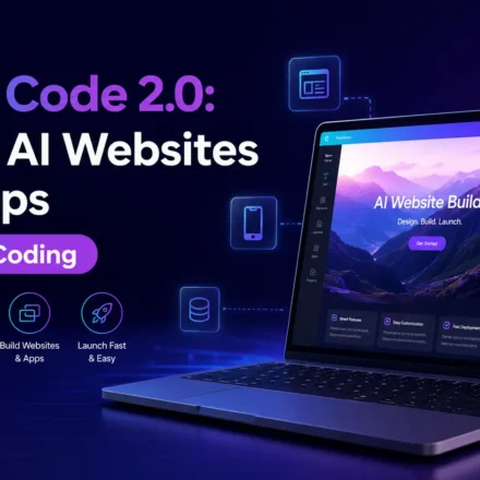 Canva Code 2.0 interface showing AI website creation via simple text prompts.