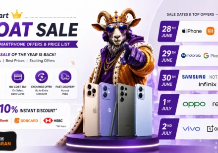 Best smartphone deals in Flipkart GOAT Sale 2026 featuring massive price cuts on budget and mid-range 5G phones.