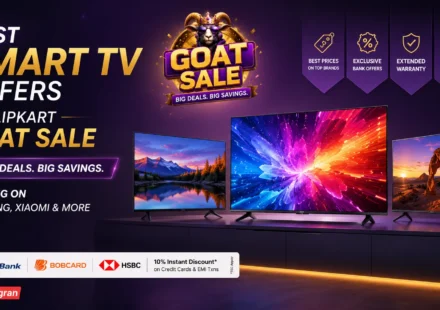 Best smart TV deals in Flipkart GOAT Sale 2026 showcasing massive discounts on QLED, 4K, and Mini LED models