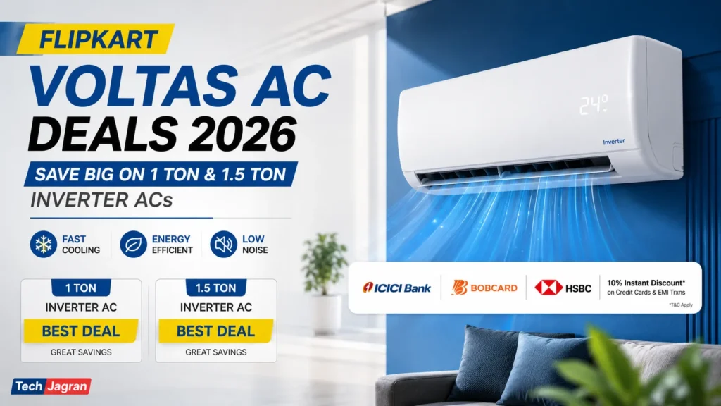 Flipkart Voltas AC Deals 2026: Massive Discounts on 1 Ton and 1.5 Ton Models Best Flipkart deals on Voltas 2026 AC models featuring 1.5 ton split inverter and 5-star window units