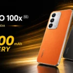 Realme Narzo 100x 5G in Flash Orange and Midnight Black featuring an 8,000mAh battery and a 144Hz display.