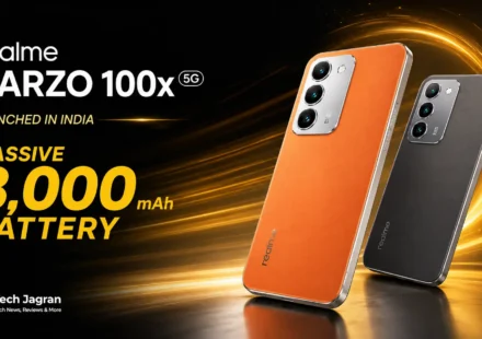 Realme Narzo 100x 5G in Flash Orange and Midnight Black featuring an 8,000mAh battery and a 144Hz display.