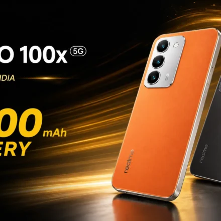 Realme Narzo 100x 5G in Flash Orange and Midnight Black featuring an 8,000mAh battery and a 144Hz display.