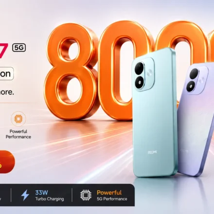 Redmi Note 17 in blue featuring a massive 8000mAh battery and a large 7-inch Full HD+ display.