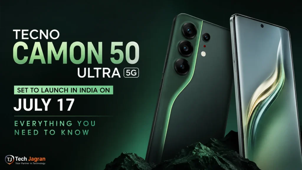 Tecno Camon 50 Ultra 5G in Cypress Green and Nebula Titanium featuring a 43.5-degree curved AMOLED display.  