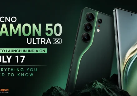 Tecno Camon 50 Ultra 5G in Cypress Green and Nebula Titanium featuring a 43.5-degree curved AMOLED display.