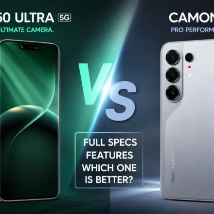 Tecno Camon 50 Ultra 5G vs Tecno Camon 50 Pro comparison showcasing the 6.78-inch curved AMOLED display panel design.