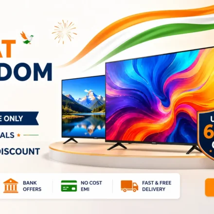 Amazon Great Freedom Sale best TV deals showing discounts up to 65 percent on Samsung, LG, Sony, and Xiaomi smart TVs.