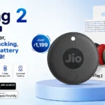 ioTag 2 smart item tracker in Black, Red, and Green showing Apple Find My and Google Find Hub support.