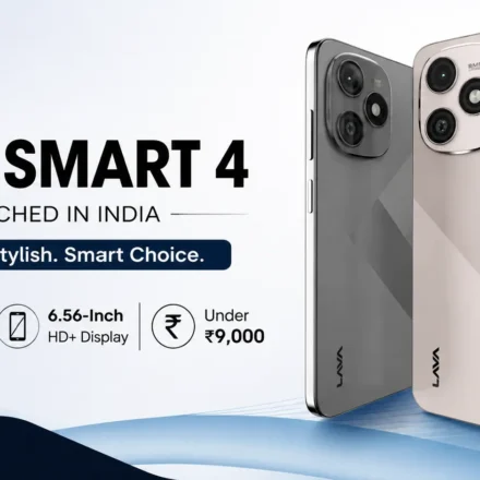 Lava Smart 4 in Konark Gold and Ajanta Grey showing 90Hz display and MIL-STD-810H military grade certification