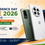 OnePlus Independence Day Sale 2026 banner featuring OnePlus 15, Nord CE 6, and OnePlus Pad 4 with Stylo Pro.