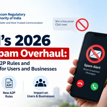 TRAI anti-spam regulations 2026 showing AI spam detection systems and A2P call restrictions.